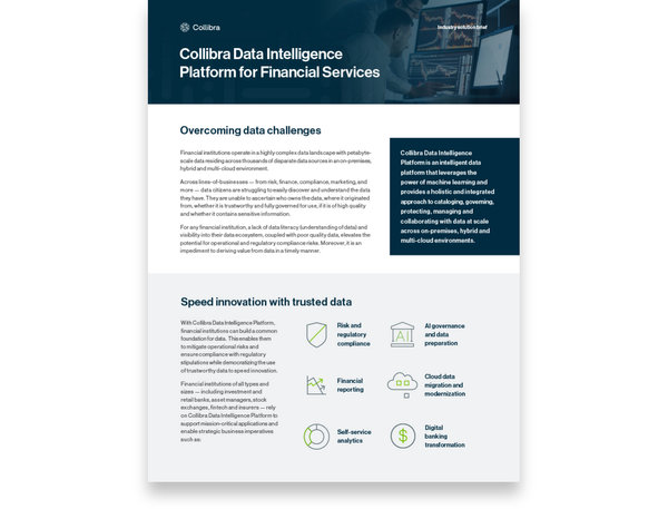 industry solution brief - Collibra Data Intelligence Platform for Financial Services - resource image