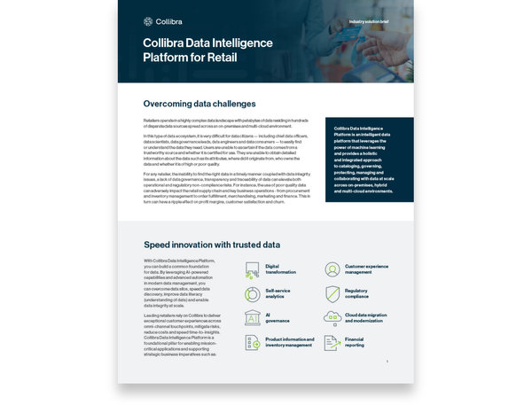 industry solution brief - Collibra Data Intelligence Platform for Retail - resource image