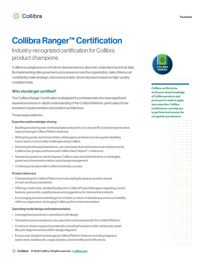 Collibra Ranger™ Certification cover image