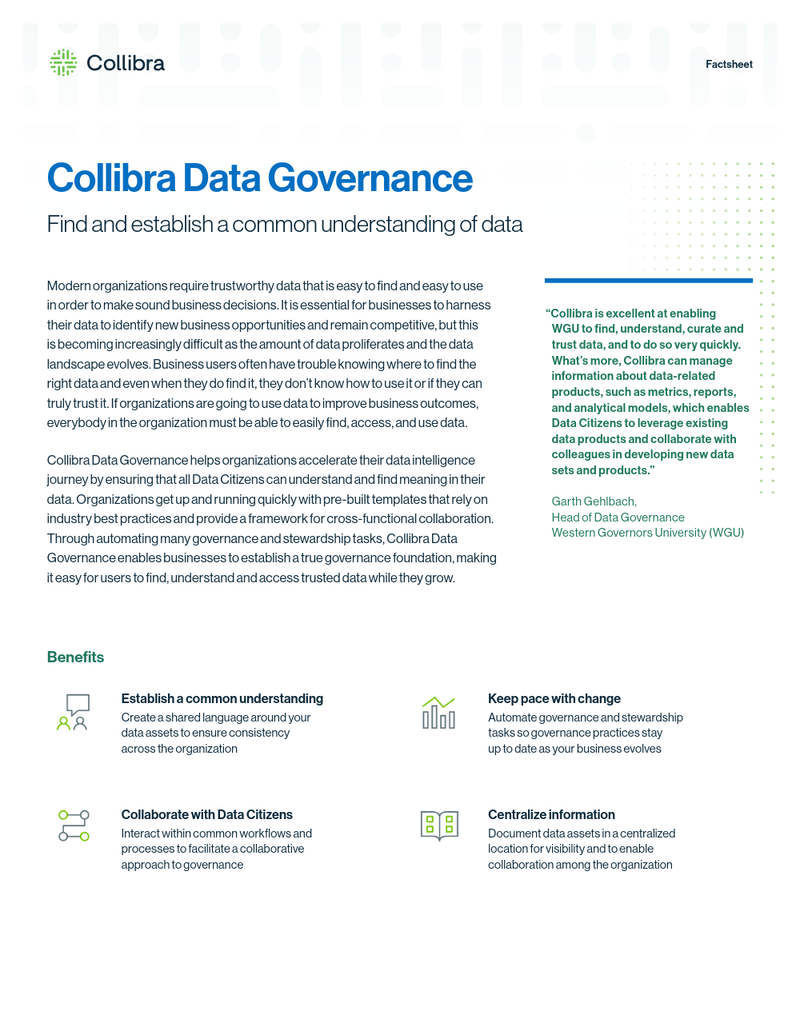 Collibra Data Governance: Unlock the value of your data, safely and at scale cover image