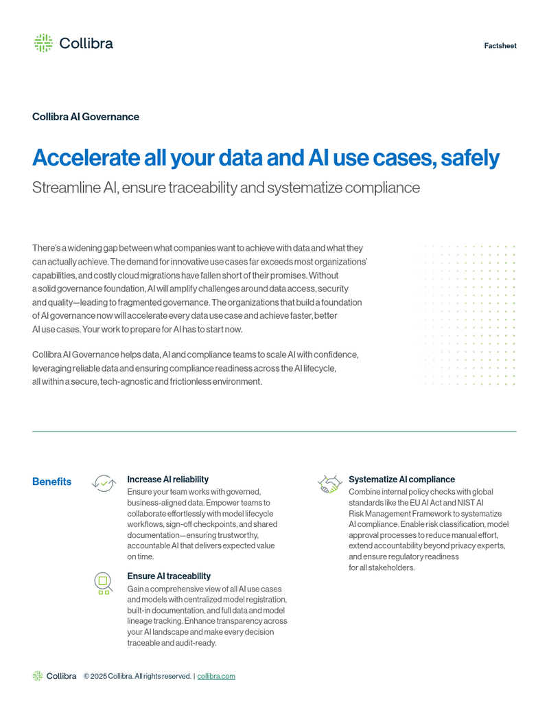 Collibra AI Governance: Accelerate all your data and AI use cases, safely cover image