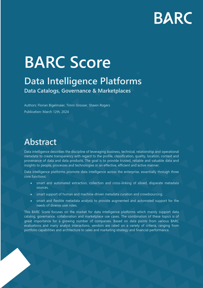 BARC Score: Data Intelligence Platforms cover image