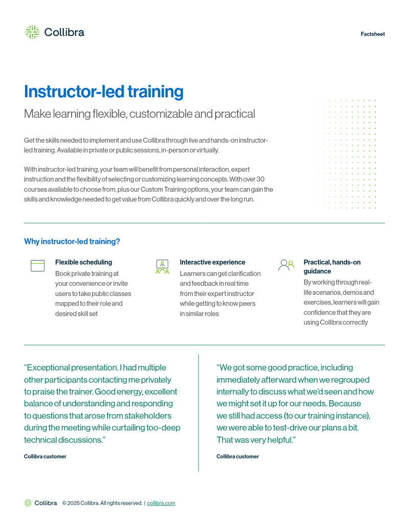 Instructor-led training fact sheet cover image