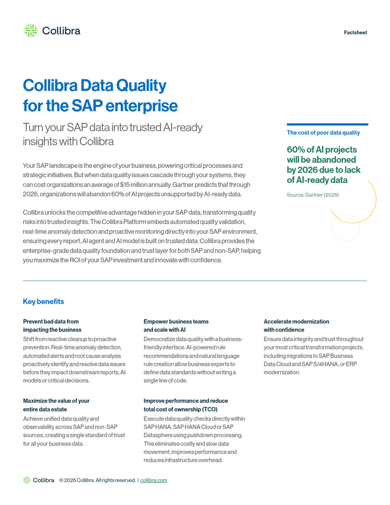 Collibra Data Quality for the SAP Enterprise cover image