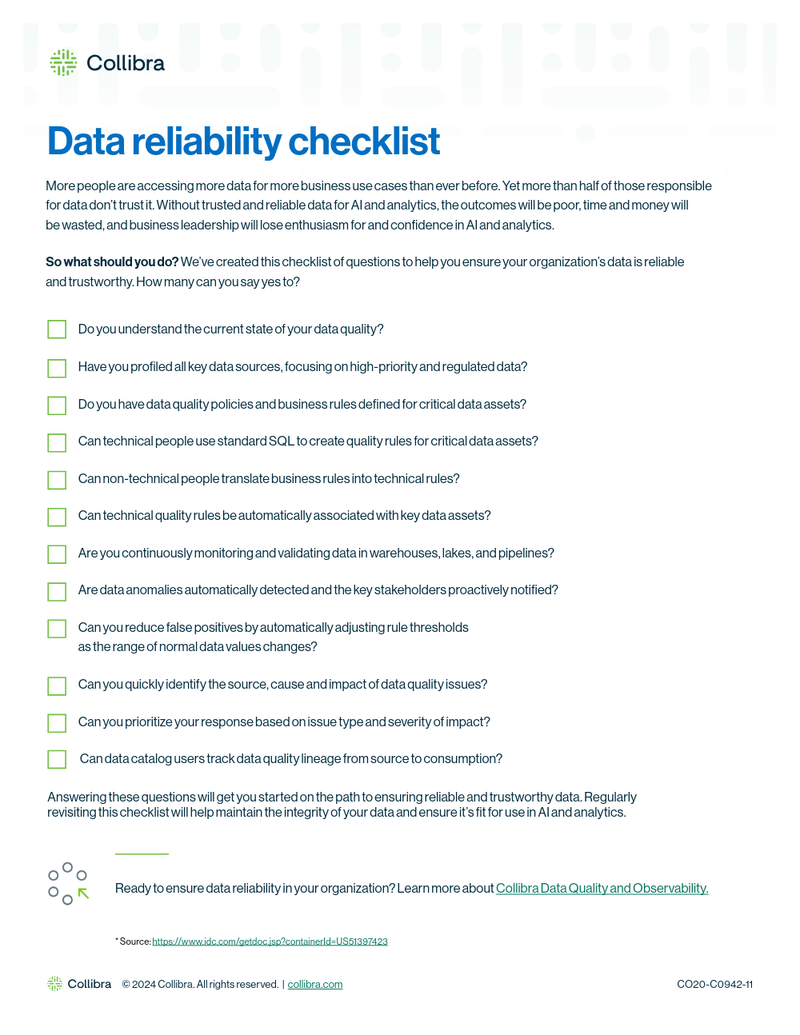 Data reliability checklist cover image