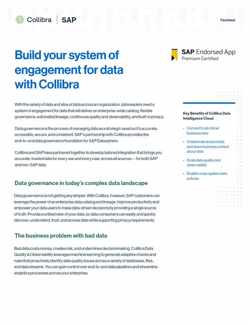 Build your system of engagement for data with Collibra and SAP cover image