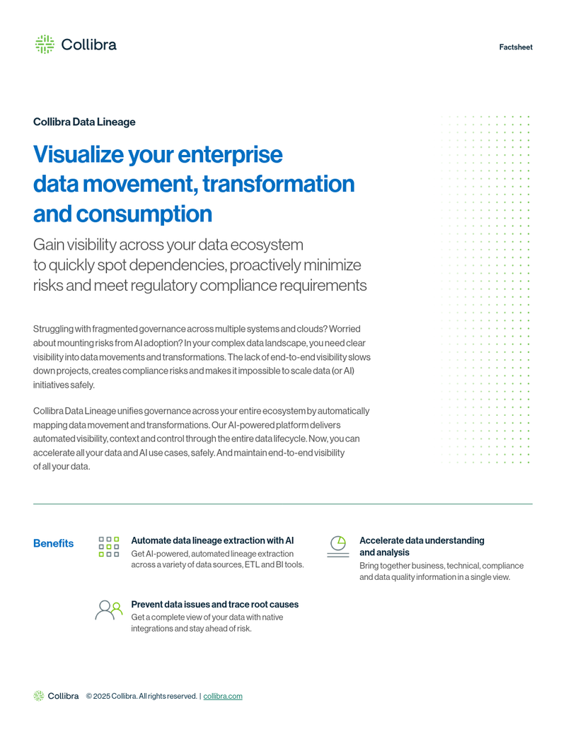 Collibra Data Lineage: Visualize your enterprise data movement, transformation and consumption cover image