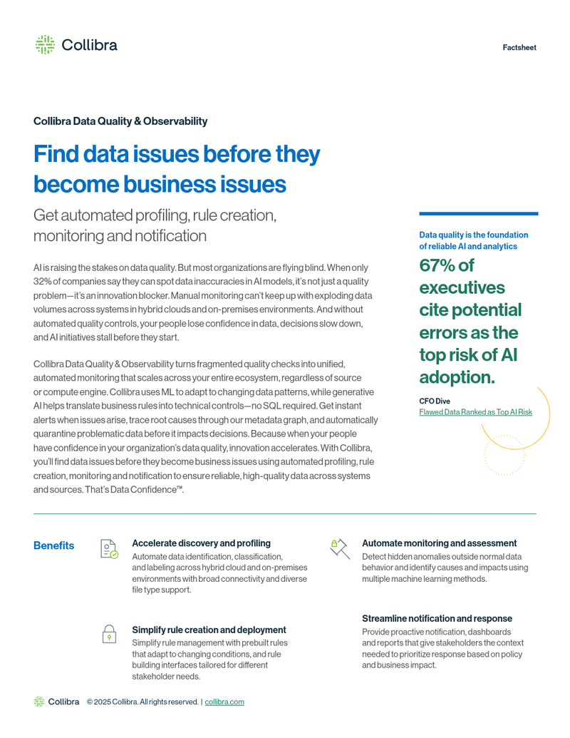 Collibra Data Quality & Observability: Find data issues before they become business issues cover image