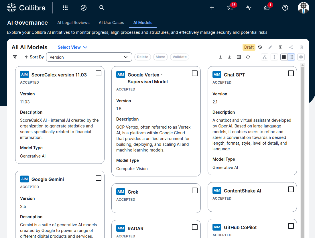 An example of model inventory.
