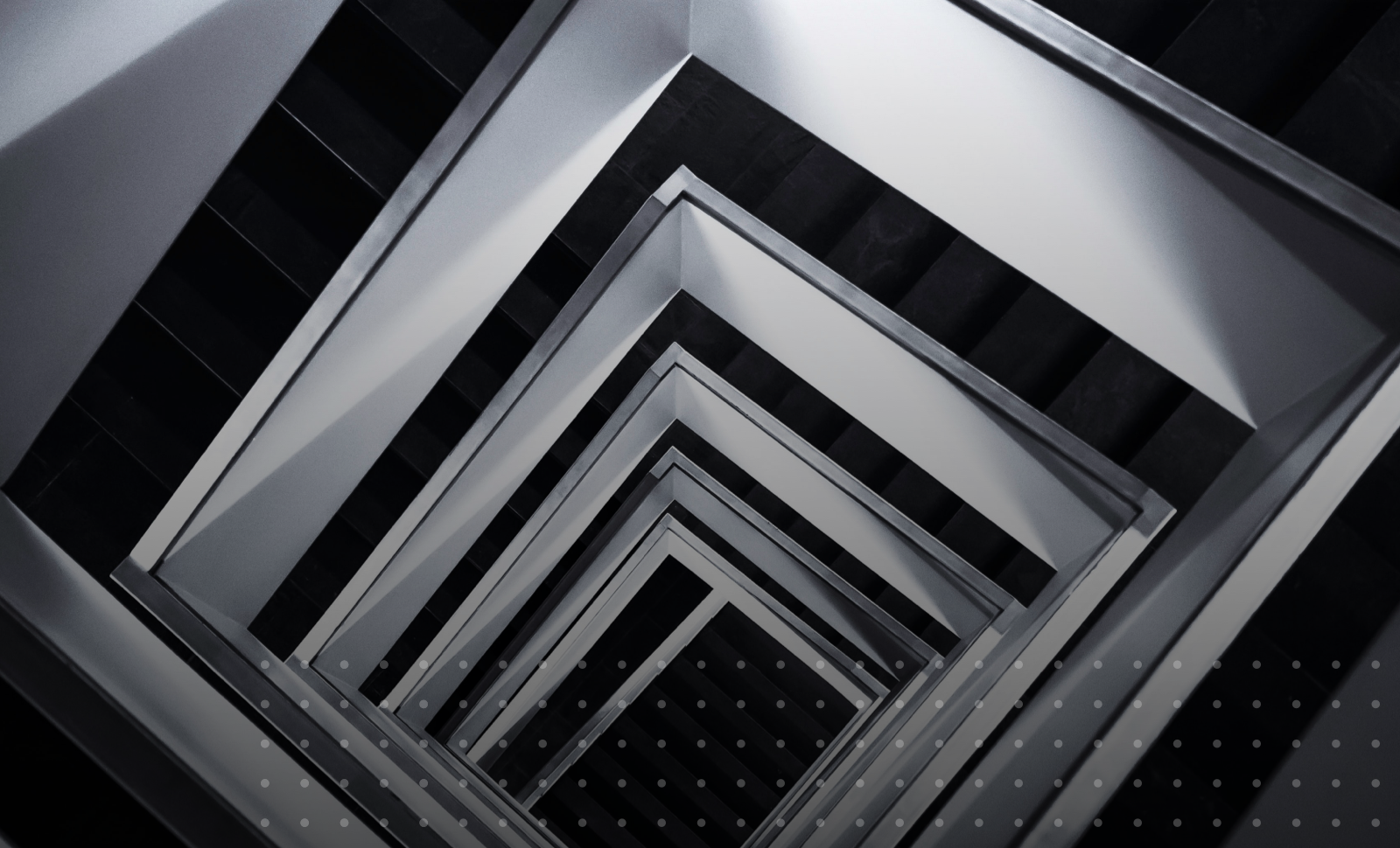 Stairs descending from a high point of view.