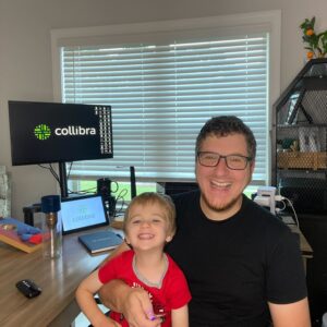 Collibrian poses with their child
